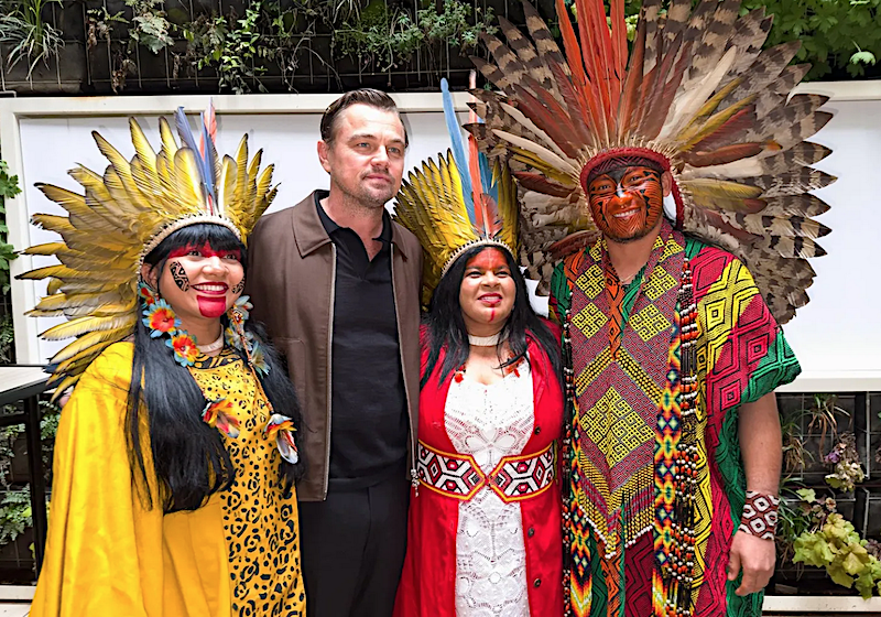 Leonardo Di Caprio with indigenous leaders of Brazel taken by Paul Empson for Amazonia Fund Alliance.